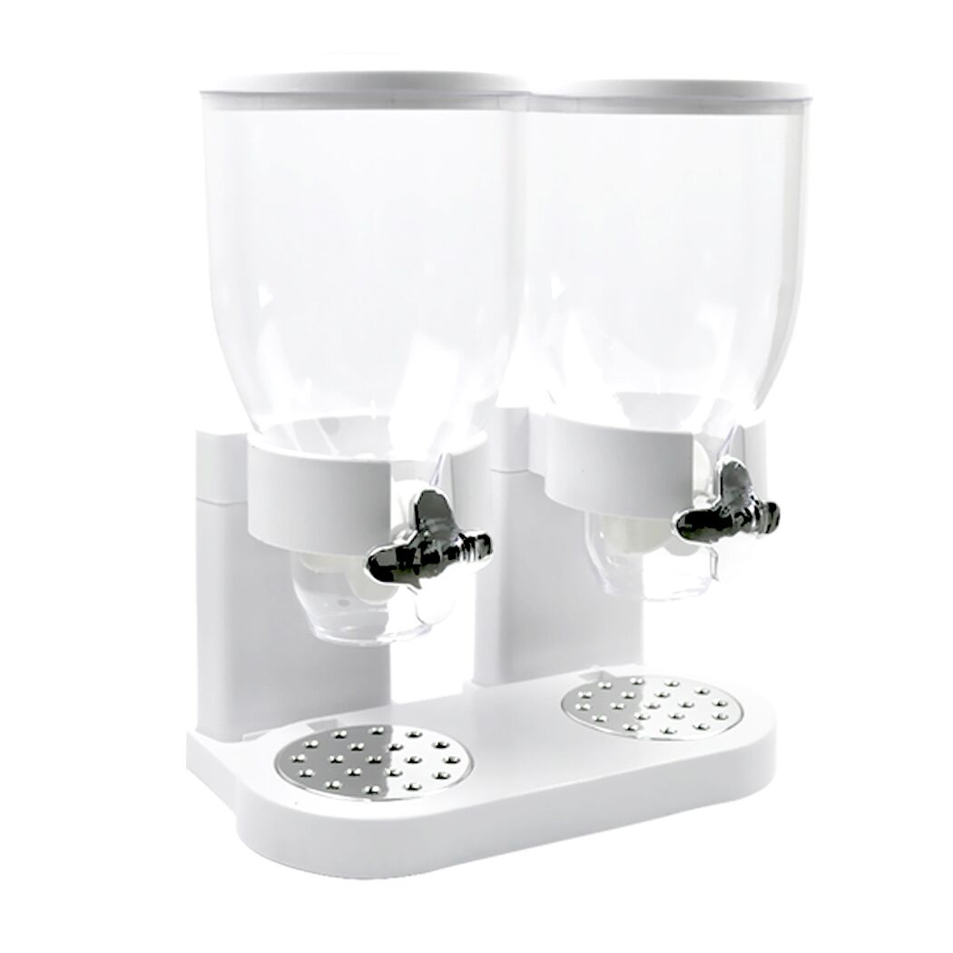 TOQUE Double Cereal Dispenser Dry Food White - Image 2