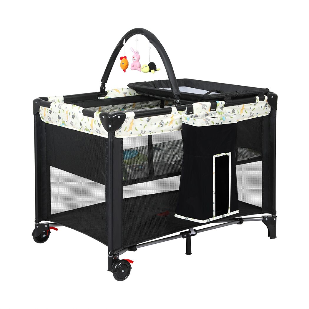 BoPeep Baby Cot Bed Crib Portable Bassinet Black - Image 2