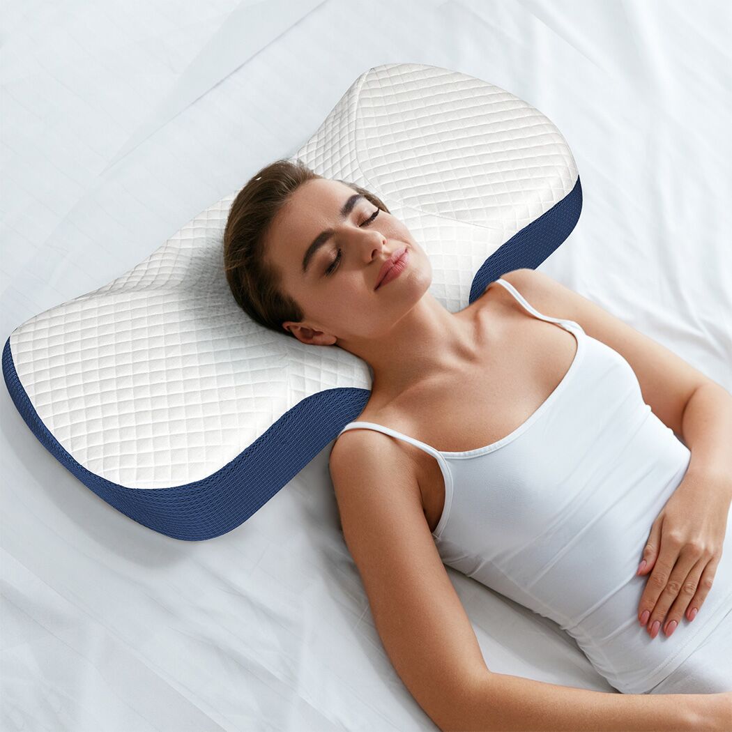 Dreamz Memory Foam Pillow Pillowcase Supprt Blue Rebound - Image 8