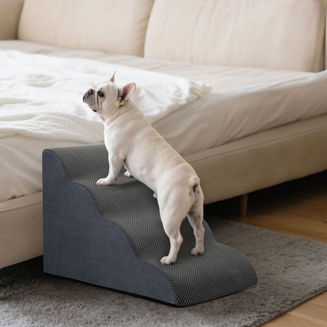 Pawz 4 Steps Pet Stairs Dog Ramp High Density Foam Grey - Image 7