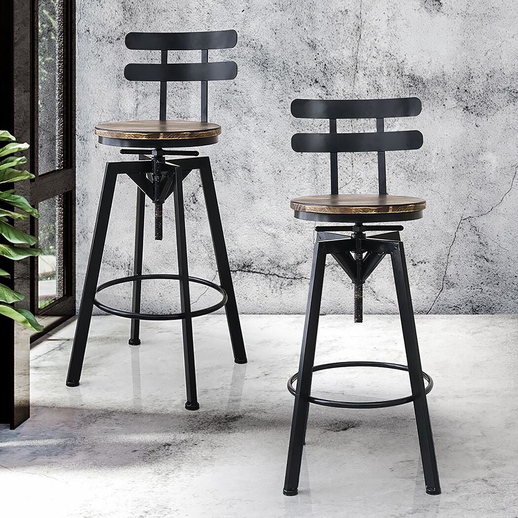 Levede 2x Bar Stool Industrial Adjustable - Image 9