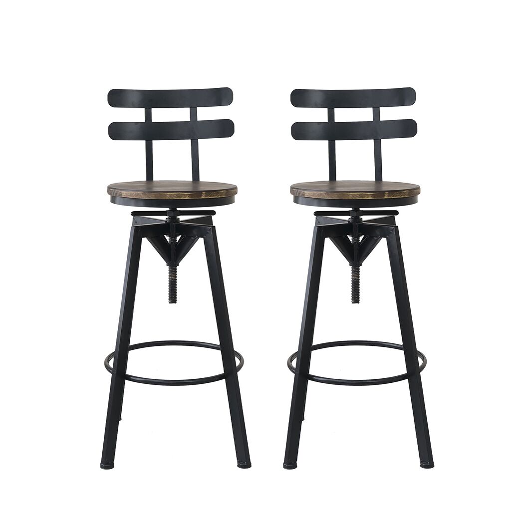 Levede 2x Bar Stool Industrial Adjustable - Image 2