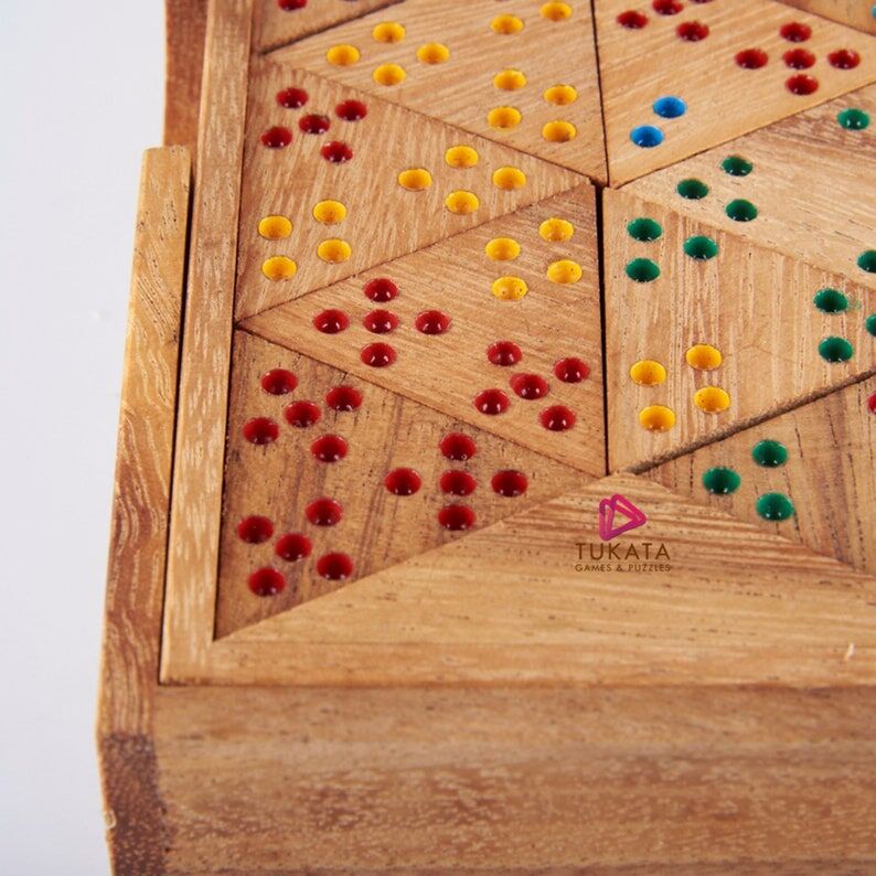 Wooden Domino Game Set Triangle shaped Handmade Dominoes in Gift box - Image 4