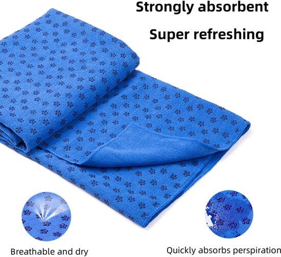 Yoga towel - Moisture-regulating and non-slip - Yoga towel - Quick-drying yoga mat fabric - Breathable yoga mat with mesh storage bag - Suitable for hot yoga, pilates and fitness - Blue - Image 4