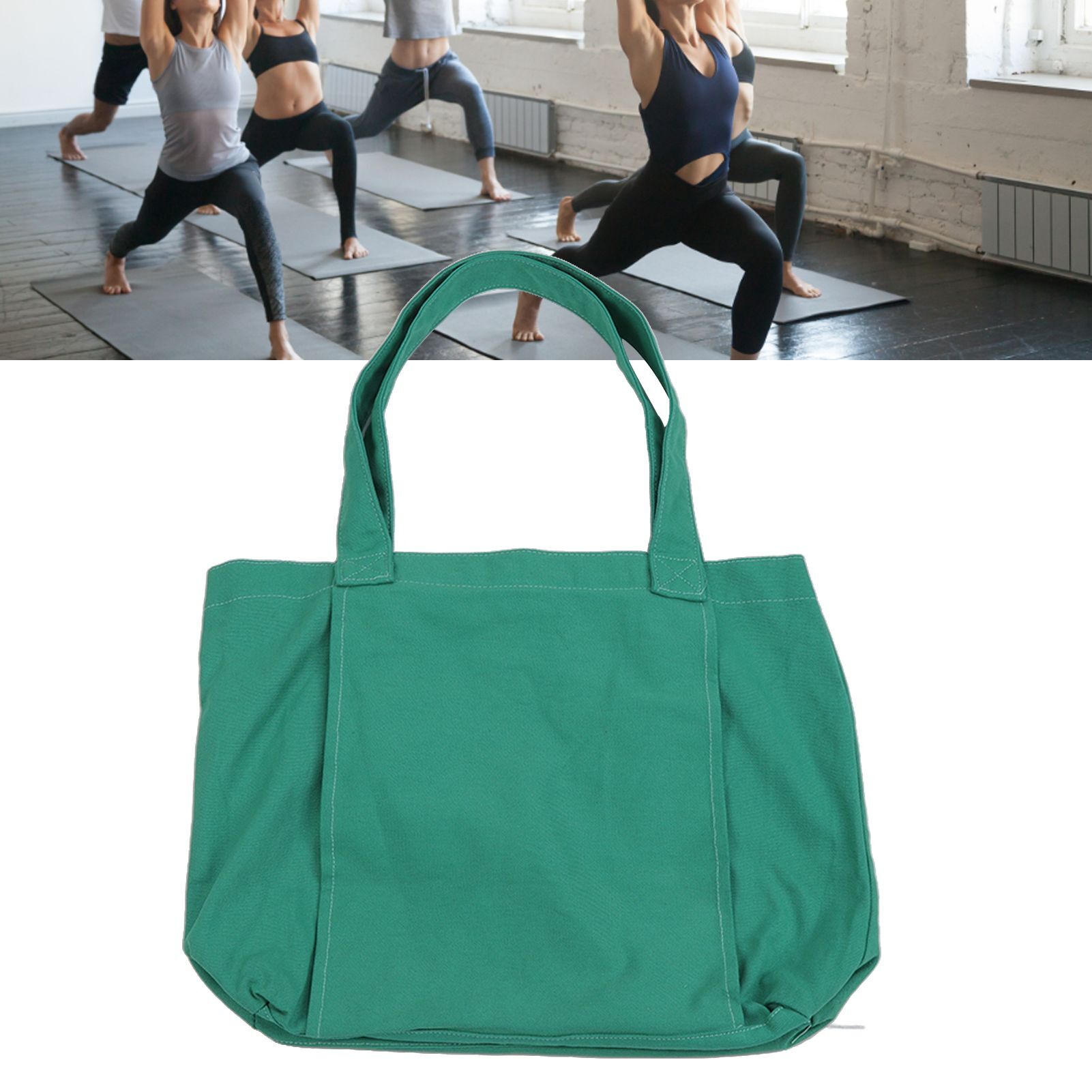 Yoga Tote Bag Large Capacity Portable Yoga Mat Carrier for Office Workout Travel Beach Gym Green - Image 11