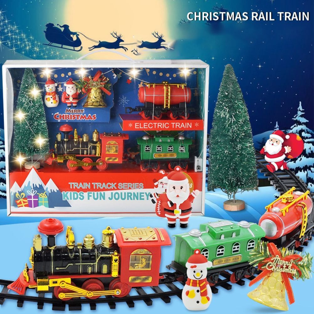 Christmas Train Set Electric Train with Lights and Music Railway Tracks Set Battery Operated Tracks Playset Christmas Gift for Kids - Image 3