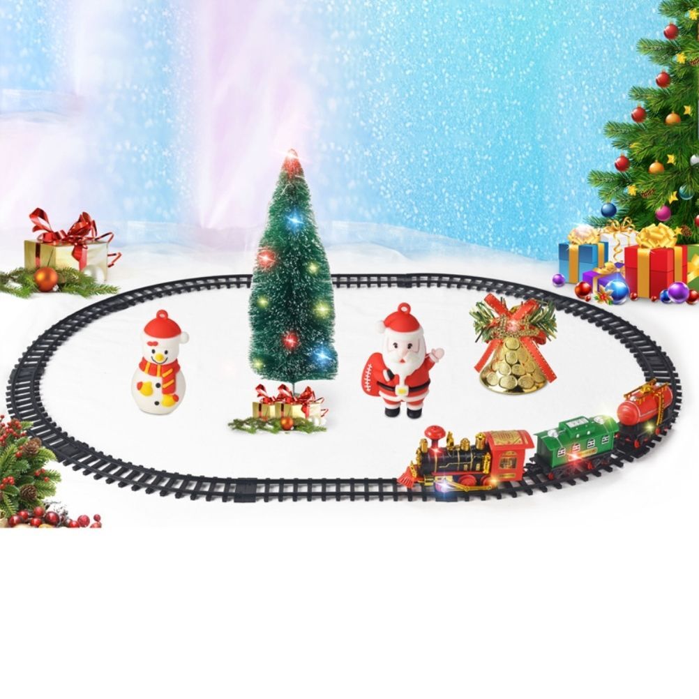 Christmas Train Set Electric Train with Lights and Music Railway Tracks Set Battery Operated Tracks Playset Christmas Gift for Kids - Image 5
