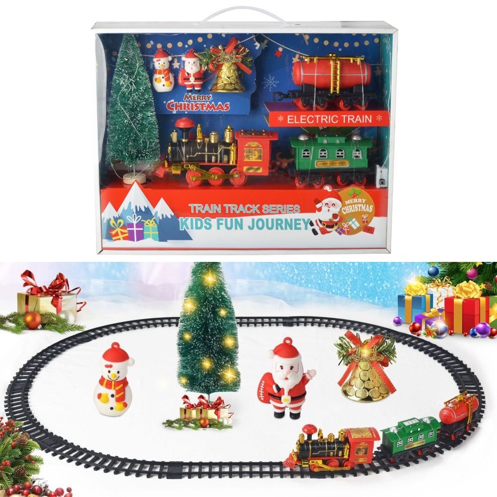 Christmas Train Set Electric Train with Lights and Music Railway Tracks Set Battery Operated Tracks Playset Christmas Gift for Kids - Image 6