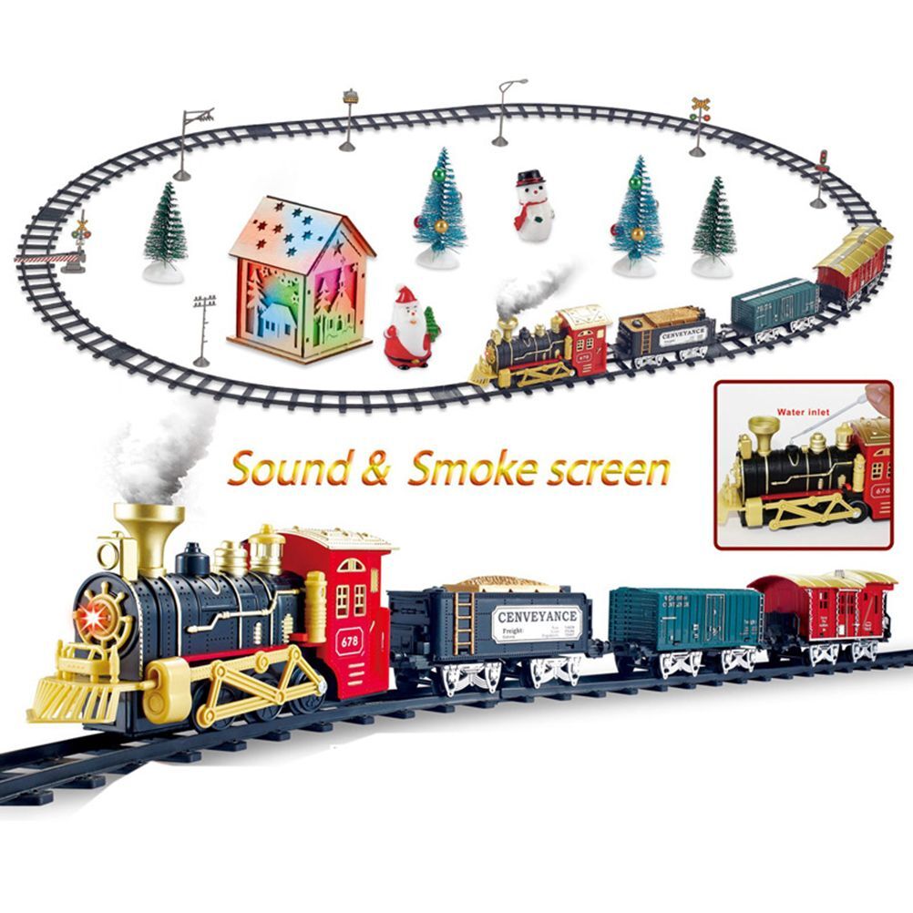 Christmas Train Set Electric Steam Locomotive Train with Lights Music Battery Operated Tracks Playset Christmas Gift for Kids Boys Girls - Image 2