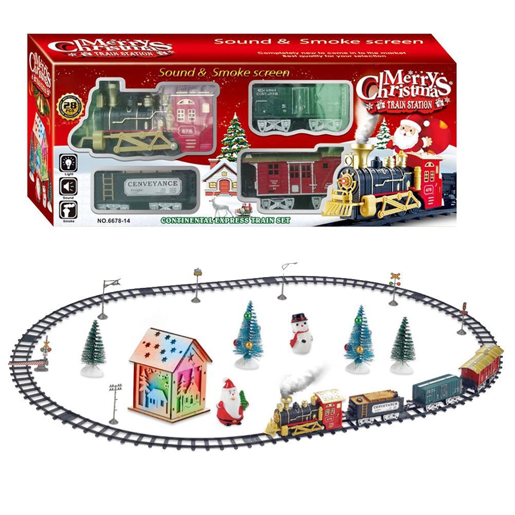 Christmas Train Set Electric Steam Locomotive Train with Lights Music Battery Operated Tracks Playset Christmas Gift for Kids Boys Girls - Image 3