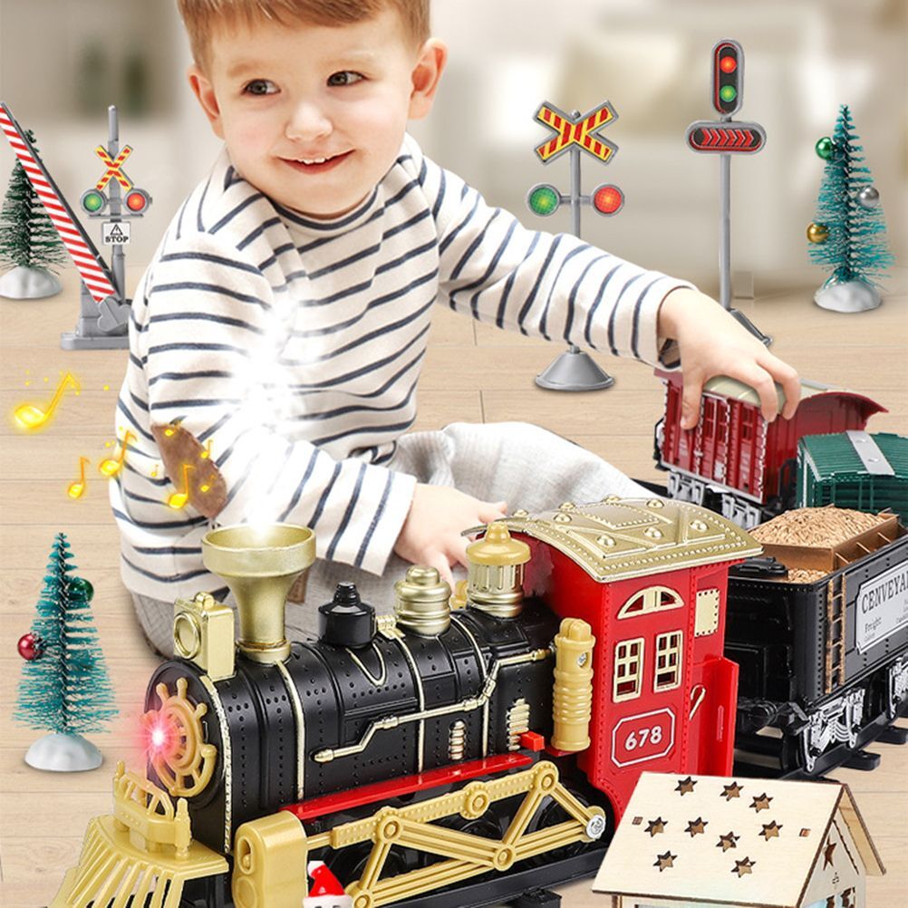 Christmas Train Set Electric Steam Locomotive Train with Lights Music Battery Operated Tracks Playset Christmas Gift for Kids Boys Girls - Image 9