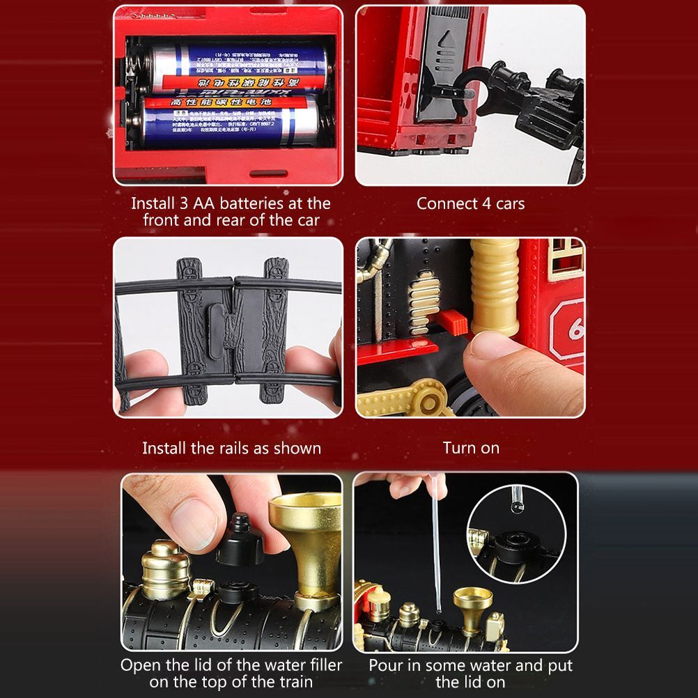 Christmas Train Set Electric Steam Locomotive Train with Lights Music Battery Operated Tracks Playset Christmas Gift for Kids Boys Girls - Image 10