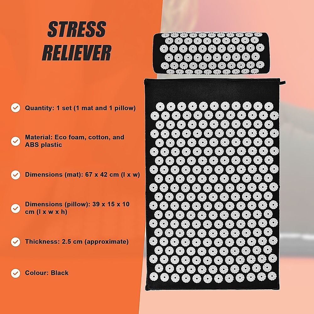 Massage Acupressure Yoga Mat With Pillow Sit Mats Cut Pain Stress Soreness - Image 4