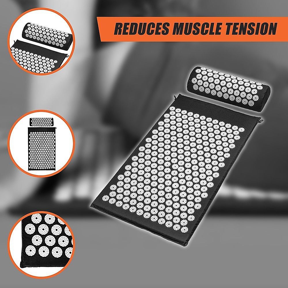 Massage Acupressure Yoga Mat With Pillow Sit Mats Cut Pain Stress Soreness - Image 6