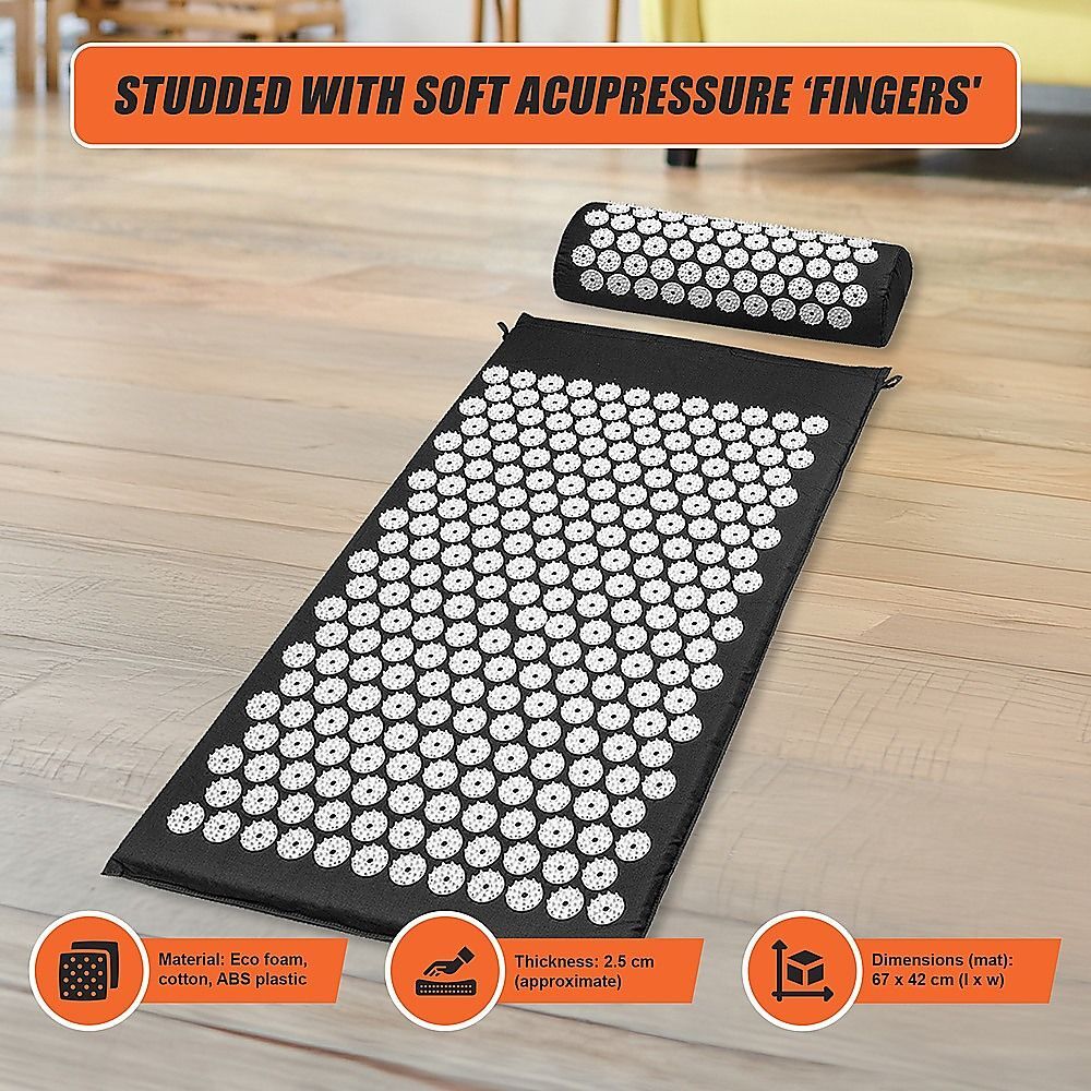 Massage Acupressure Yoga Mat With Pillow Sit Mats Cut Pain Stress Soreness - Image 8
