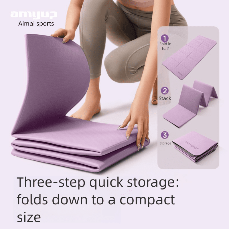 Pink Foldable Yoga Mat - Portable Thick Non-Slip Fitness Exercise Mat for Home Gym and Travel - Image 4