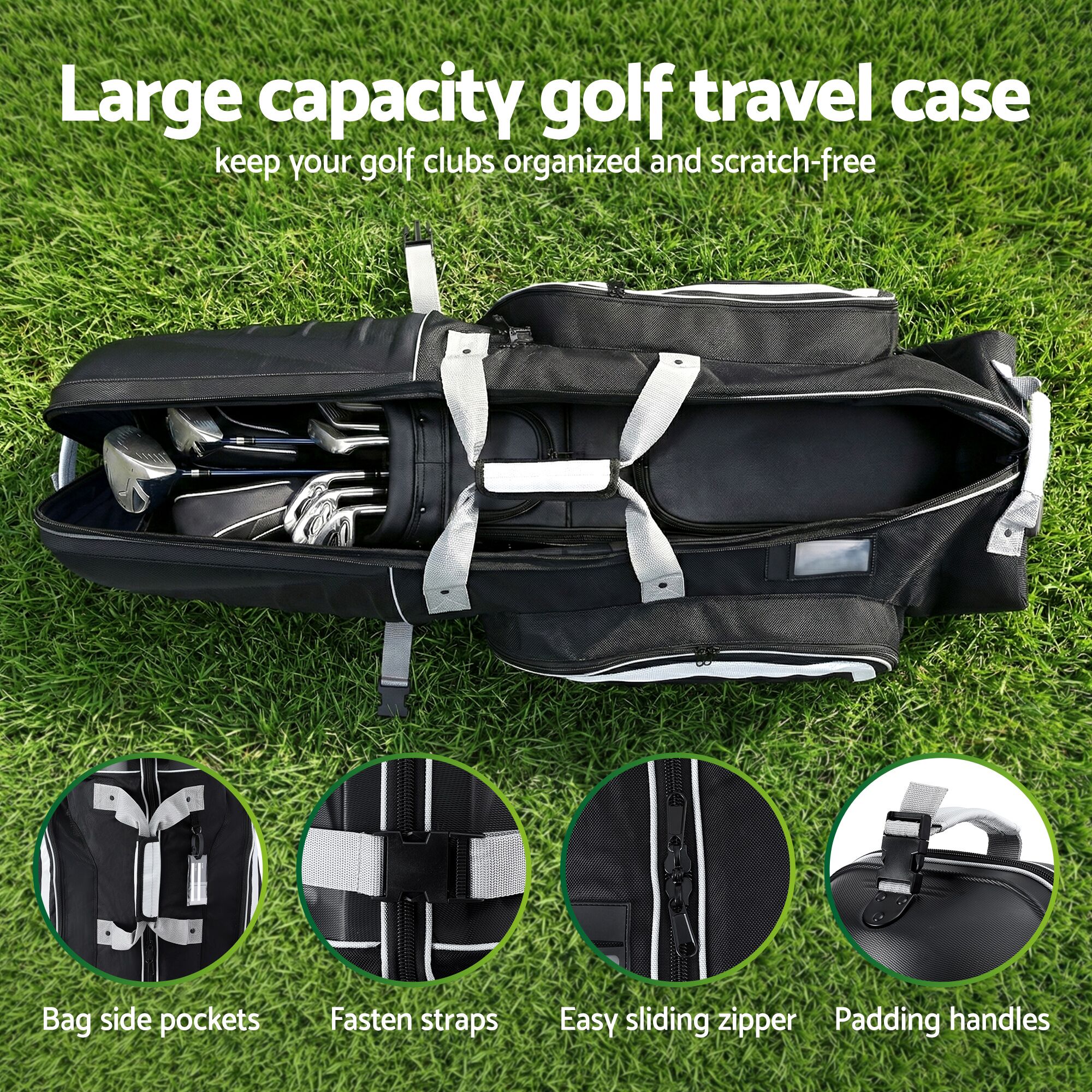 Everfit Golf Travel Bags for Airlines with Wheels Golf Clubs Hard Case Foldable - Image 5