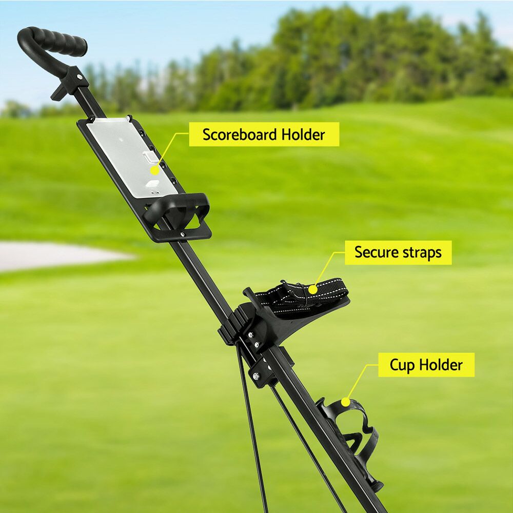 Everfit Golf Buggy Quick Folding Trolley Golf Cart Trolley 2 Wheels Cup Holder - Image 5