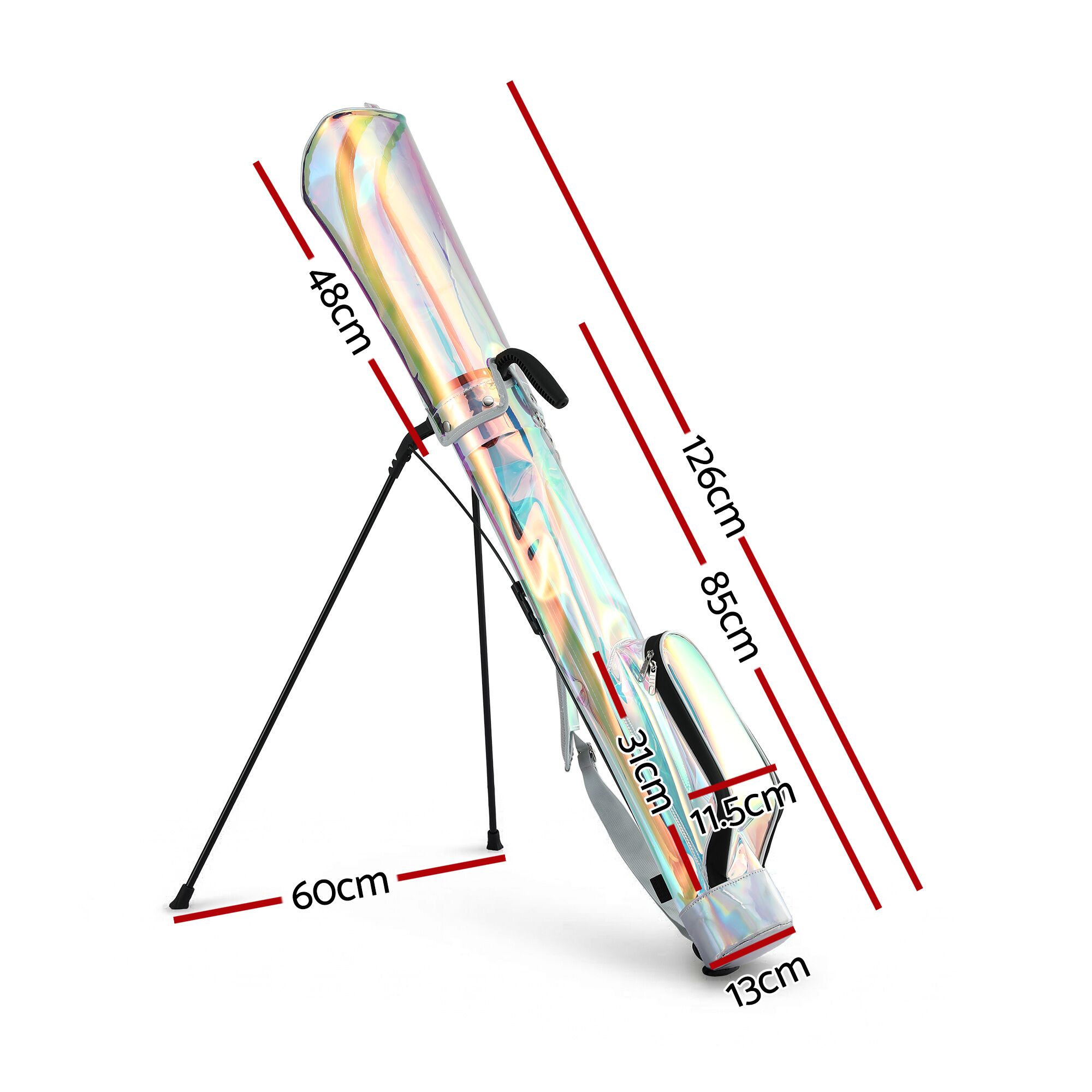 Everfit Golf Stand Bag Lightweight Sunday Pitch And Putt Bag Holographic - Image 2