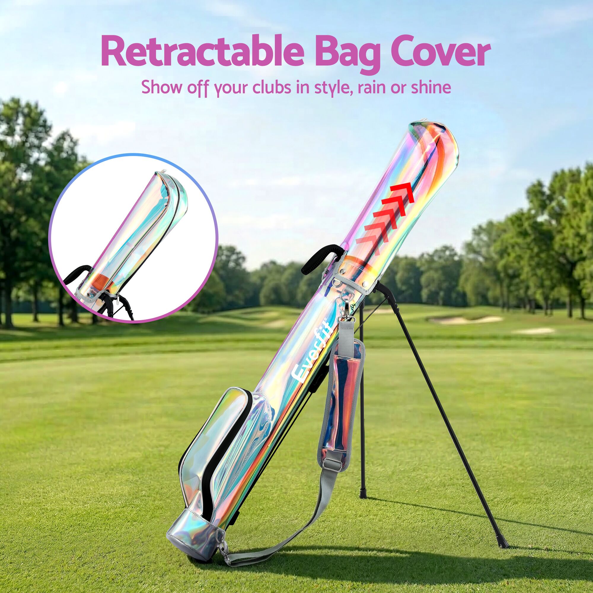 Everfit Golf Stand Bag Lightweight Sunday Pitch And Putt Bag Holographic - Image 4