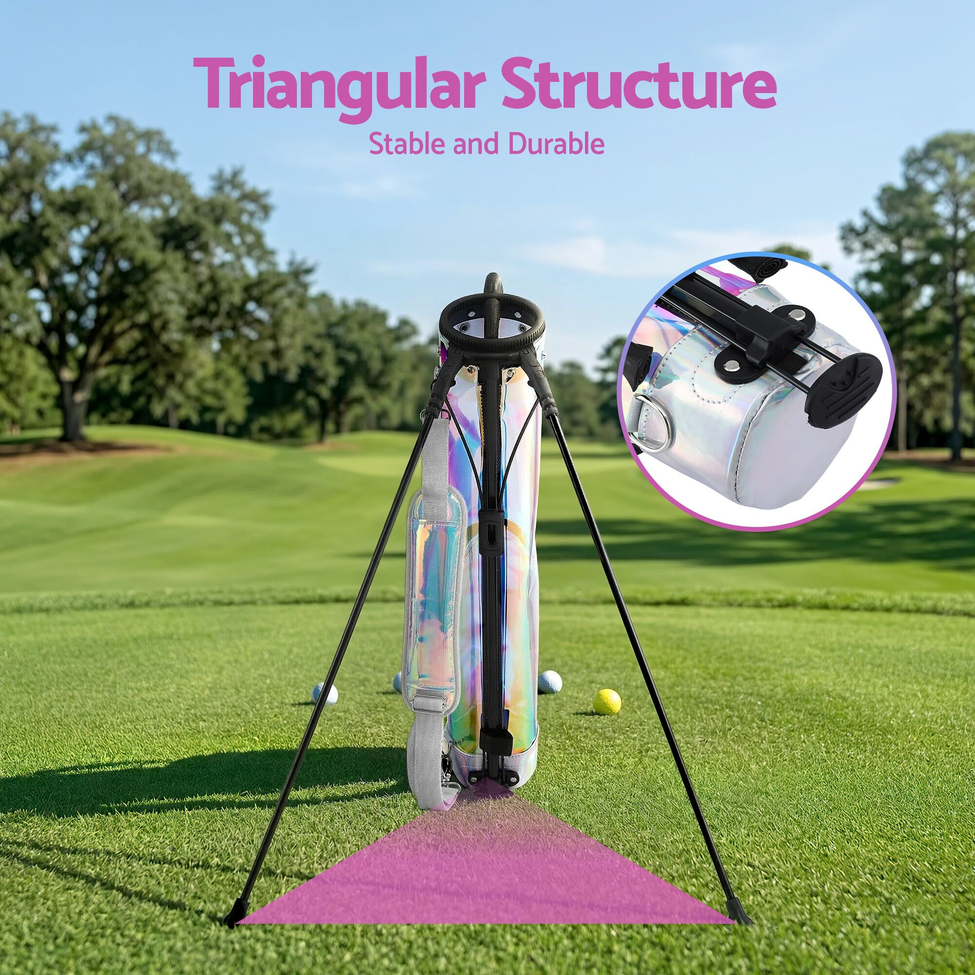 Everfit Golf Stand Bag Lightweight Sunday Pitch And Putt Bag Holographic - Image 5