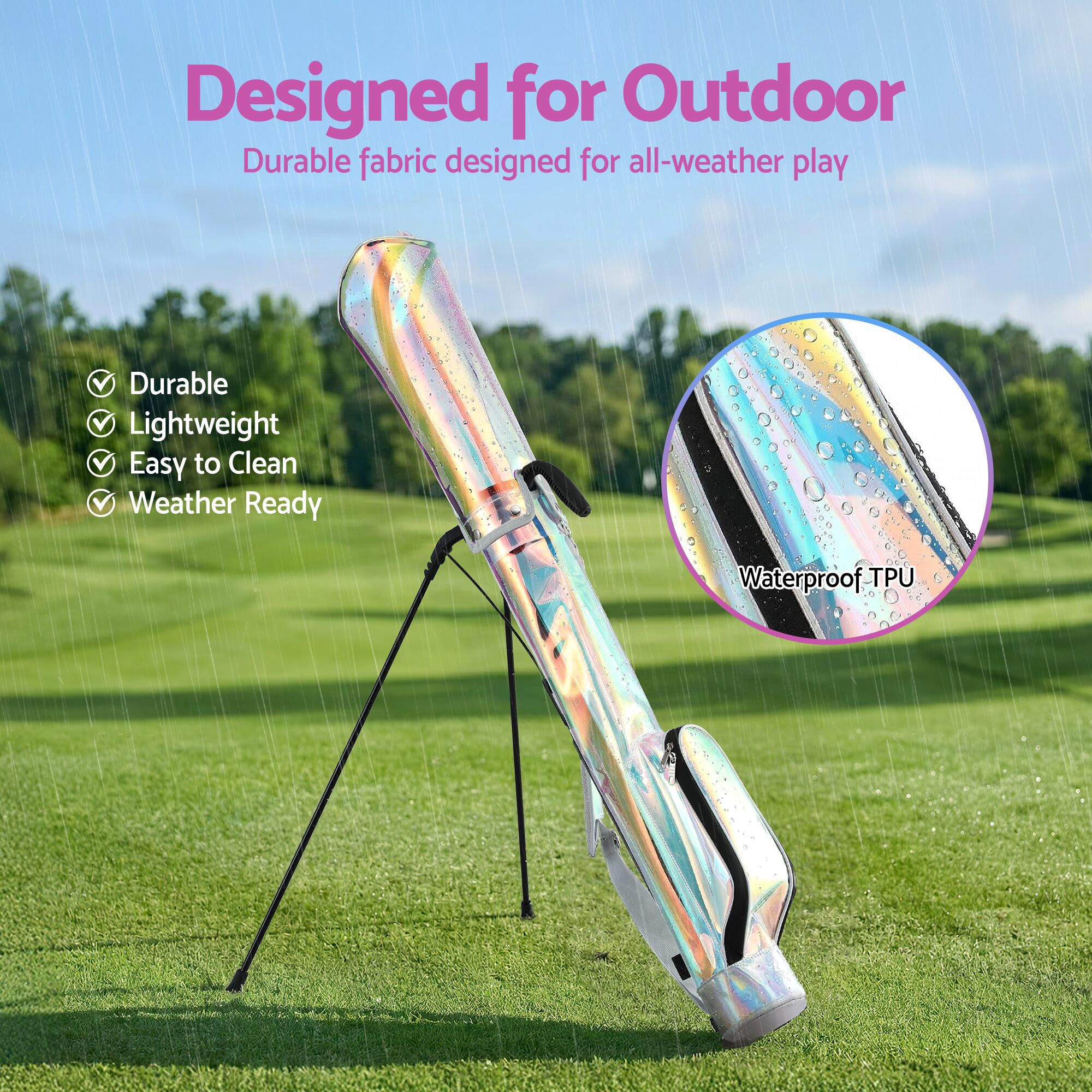 Everfit Golf Stand Bag Lightweight Sunday Pitch And Putt Bag Holographic - Image 6