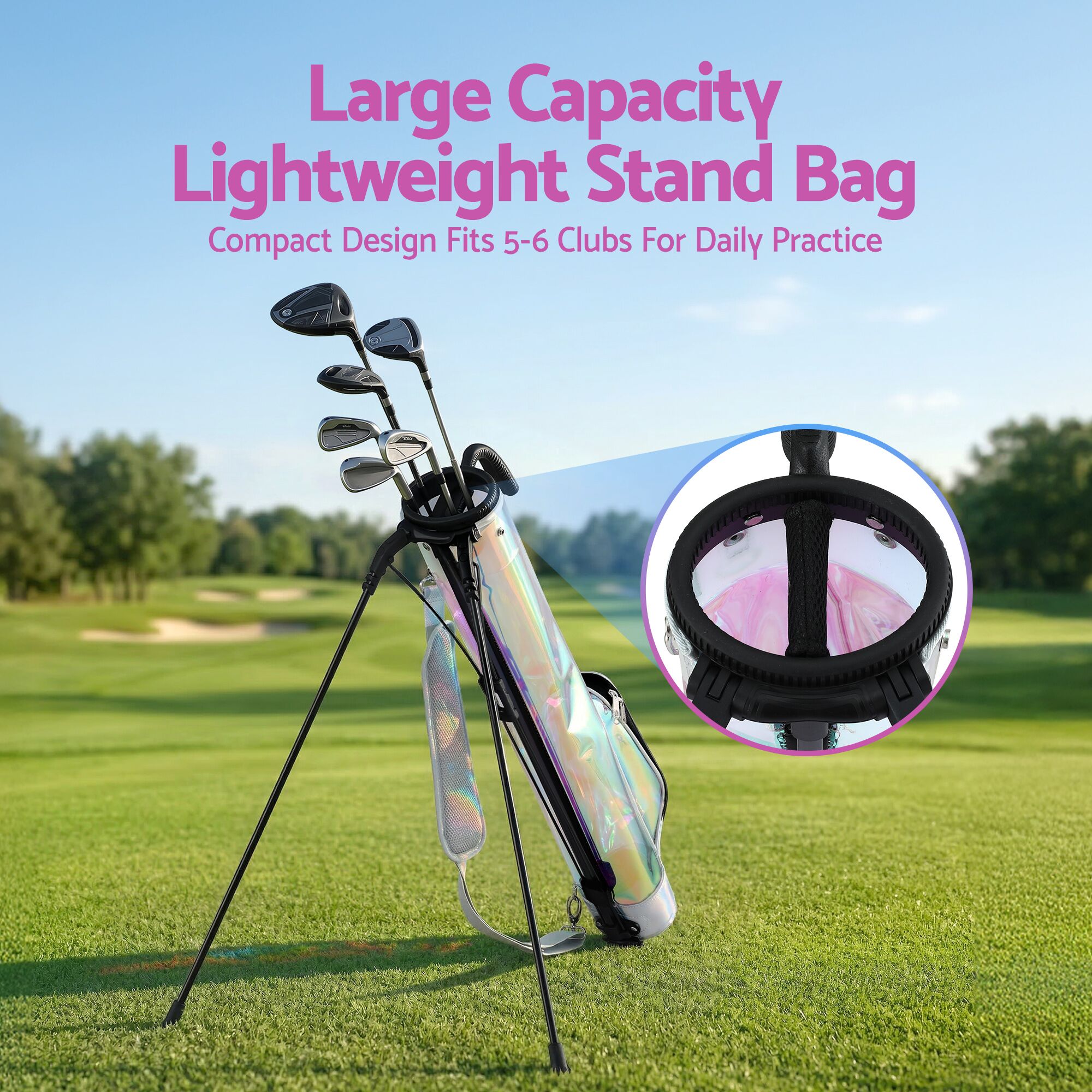 Everfit Golf Stand Bag Lightweight Sunday Pitch And Putt Bag Holographic - Image 7