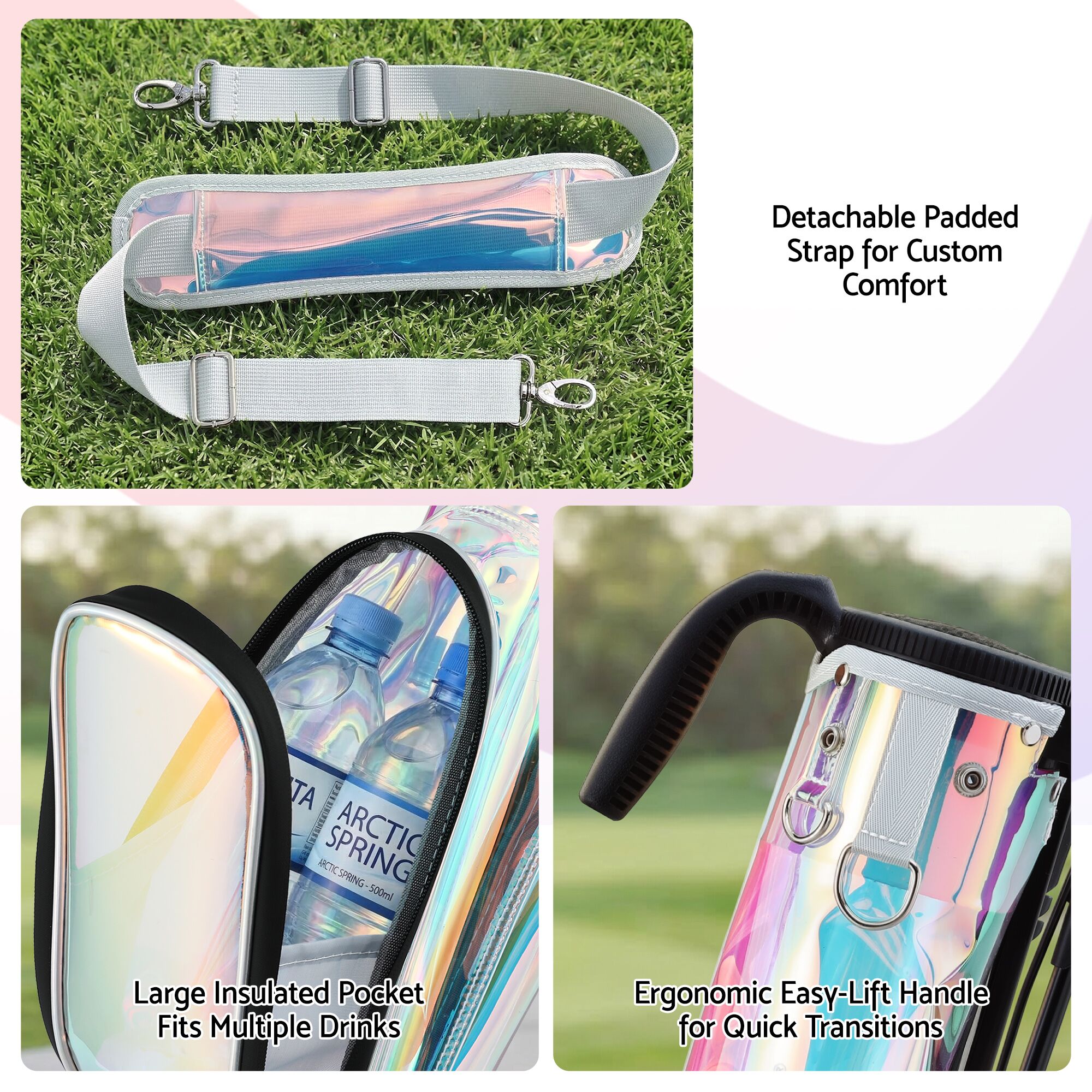 Everfit Golf Stand Bag Lightweight Sunday Pitch And Putt Bag Holographic - Image 8