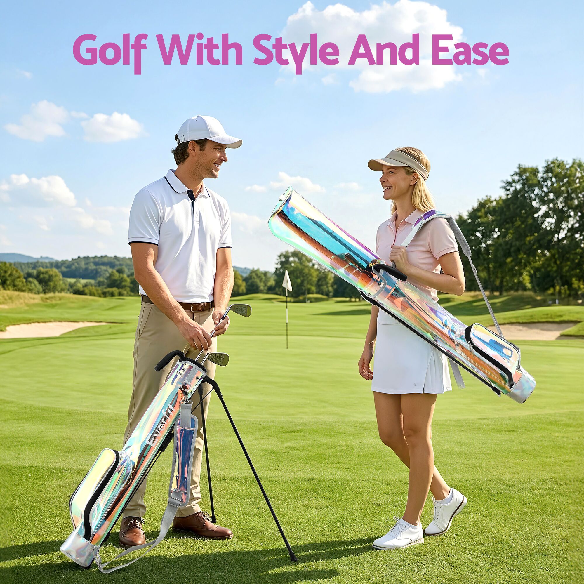 Everfit Golf Stand Bag Lightweight Sunday Pitch And Putt Bag Holographic - Image 9