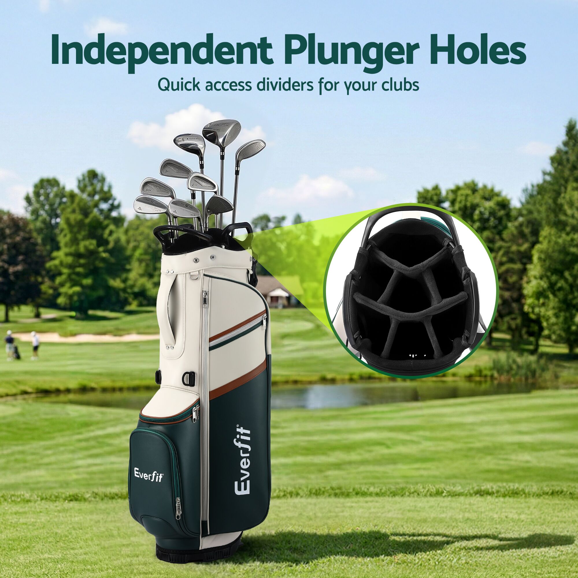 Everfit Golf Stand Bag Lightweight Carry Bag Dual Strap Club Divider - Image 7