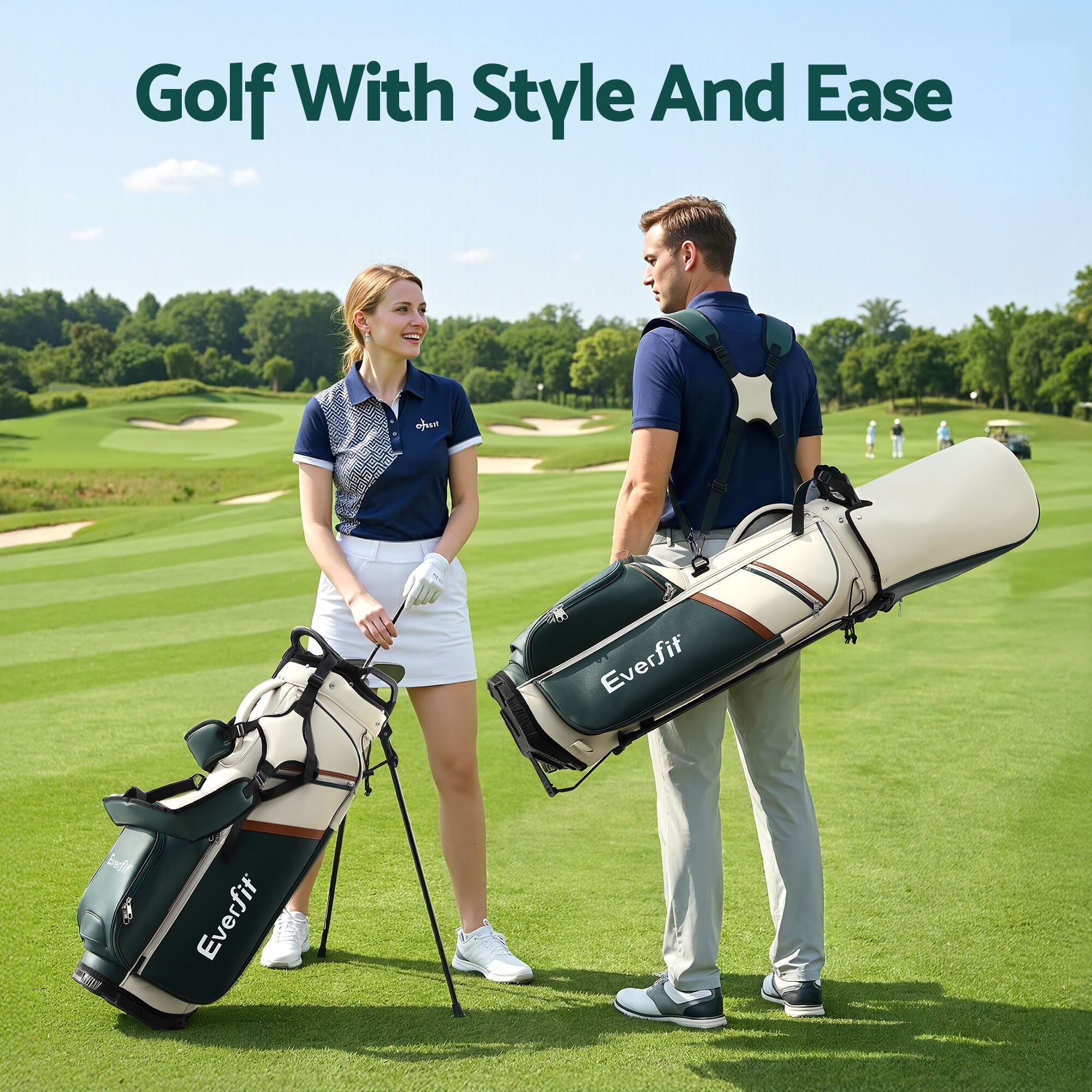 Everfit Golf Stand Bag Lightweight Carry Bag Dual Strap Club Divider - Image 9