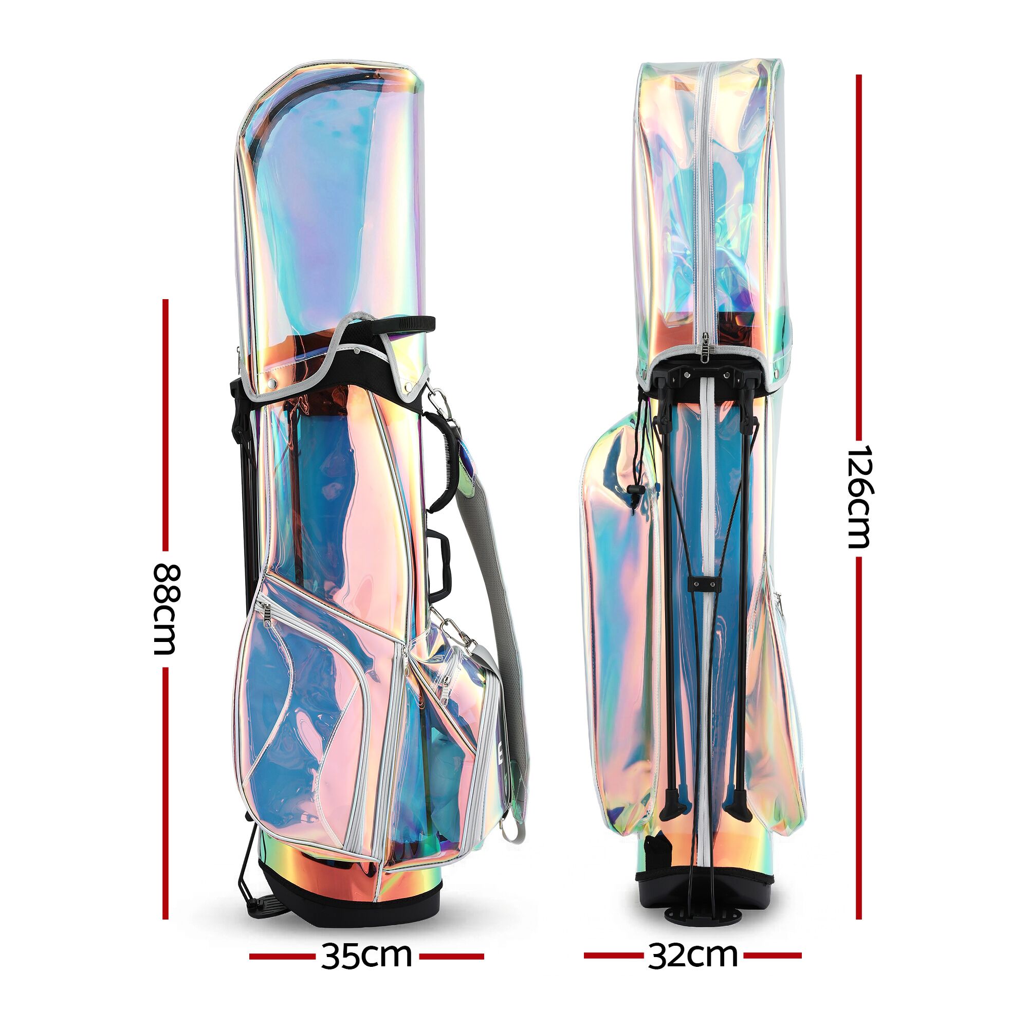 Everfit Golf Stand Bag Lightweight Carry Bag Dual Strap Club Divider Holographic - Image 2