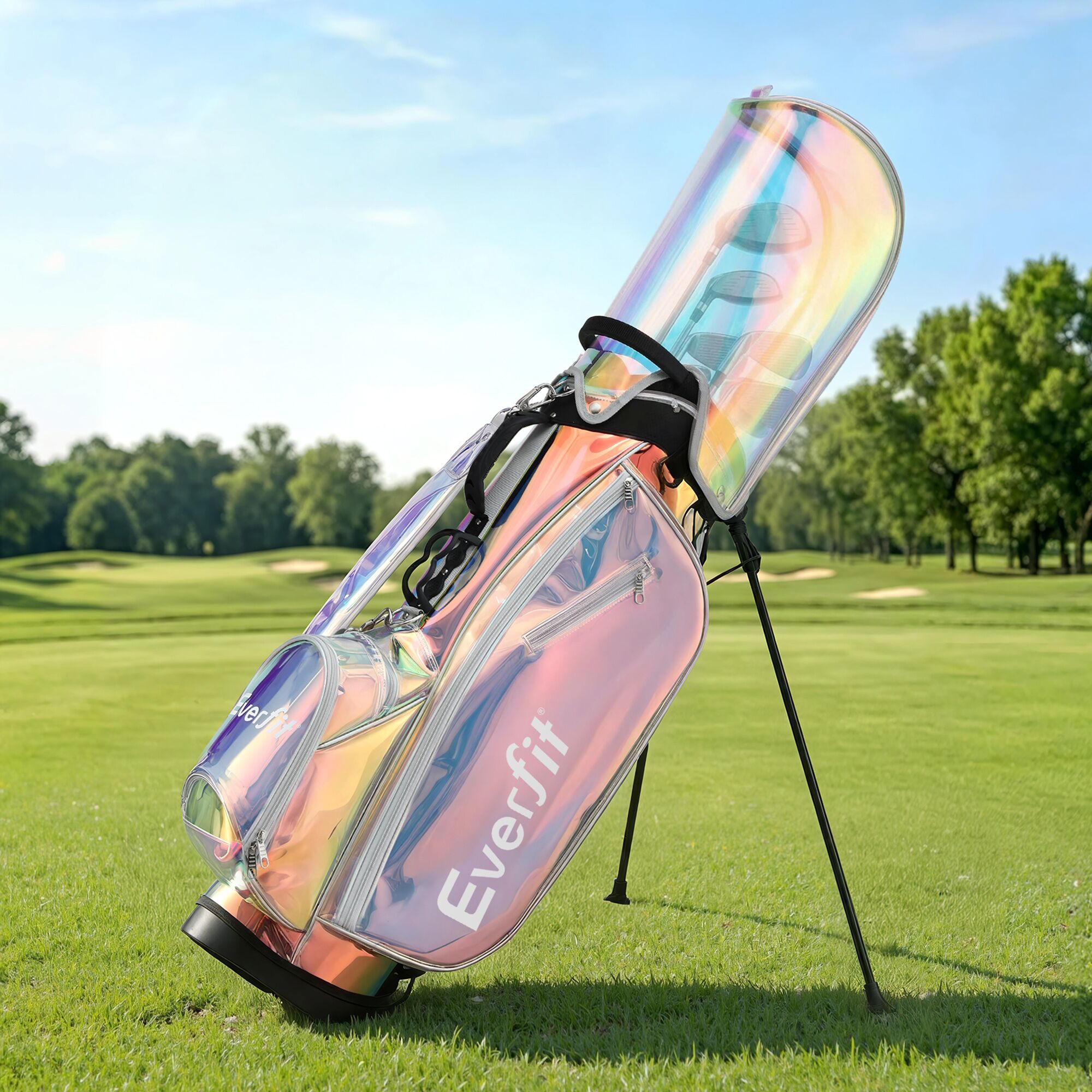 Everfit Golf Stand Bag Lightweight Carry Bag Dual Strap Club Divider Holographic - Image 10
