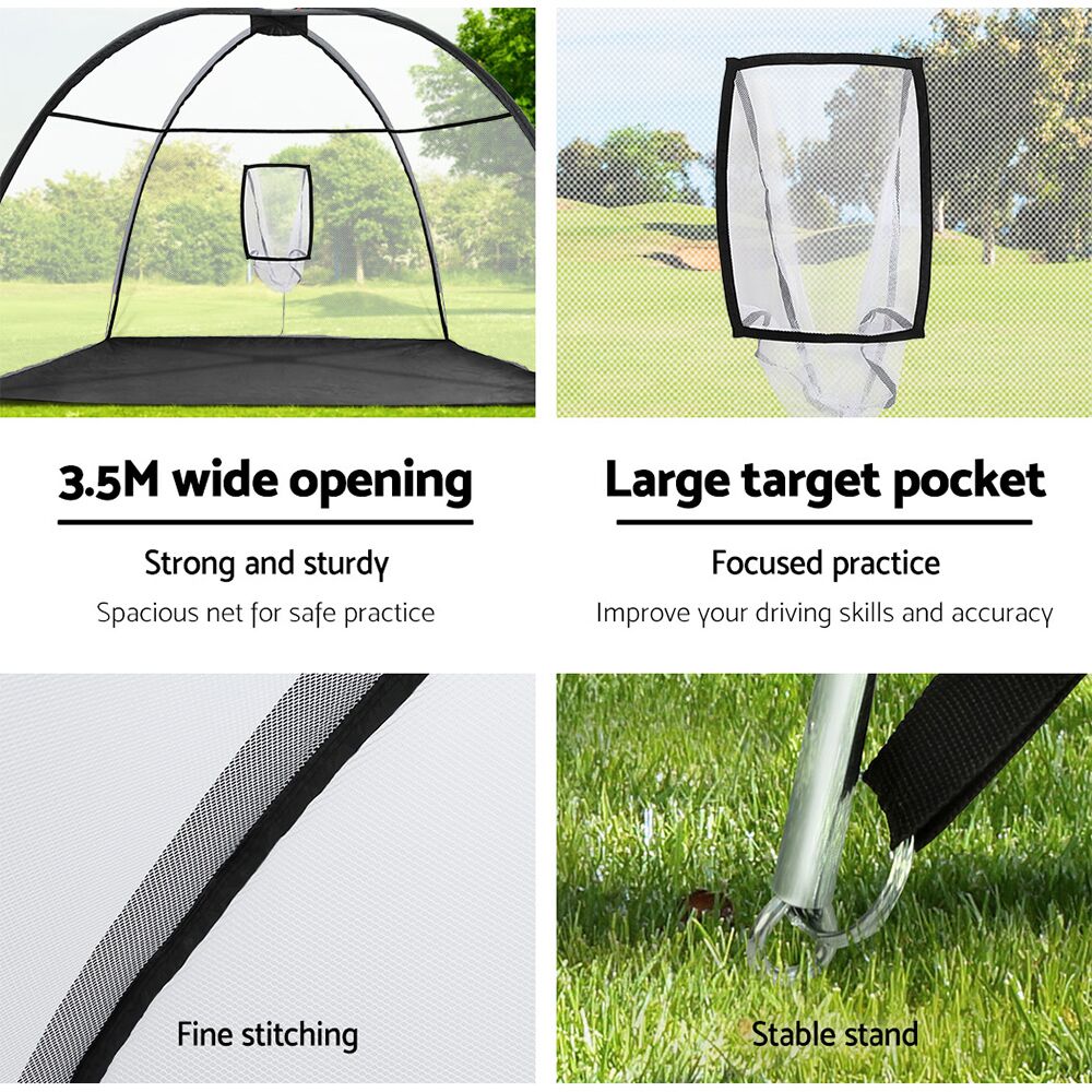 Everfit 3.5m Golf Practice Net Portable Training Aid Driving Target Tent Black - Image 7
