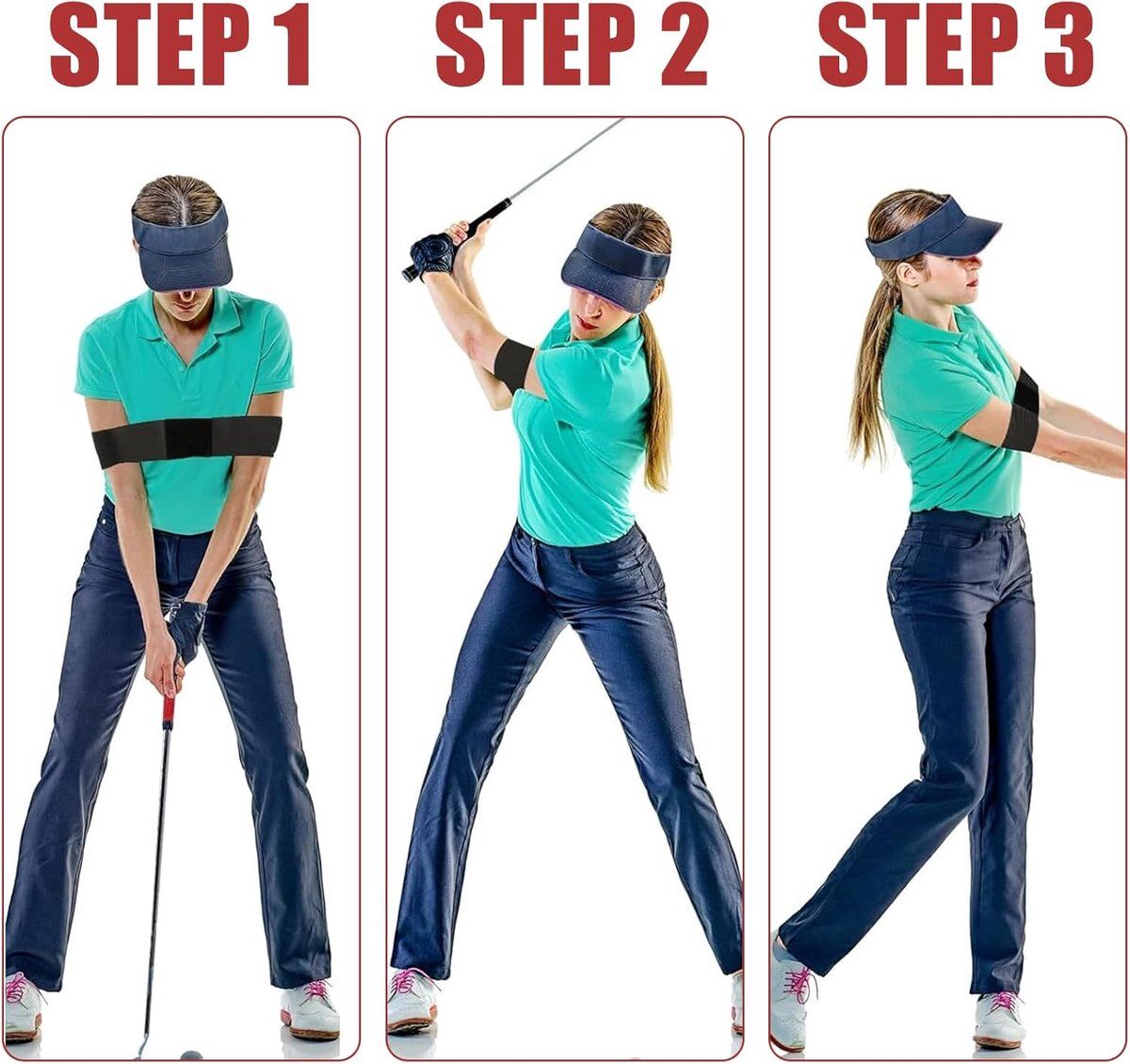 2 pieces - Golf Swing Training Band - golf swing training aids - golf swing trainer - golf training aids - golf accessories for beginners - for movement correction - for men, women and children - 35*7 cm - black - Image 3