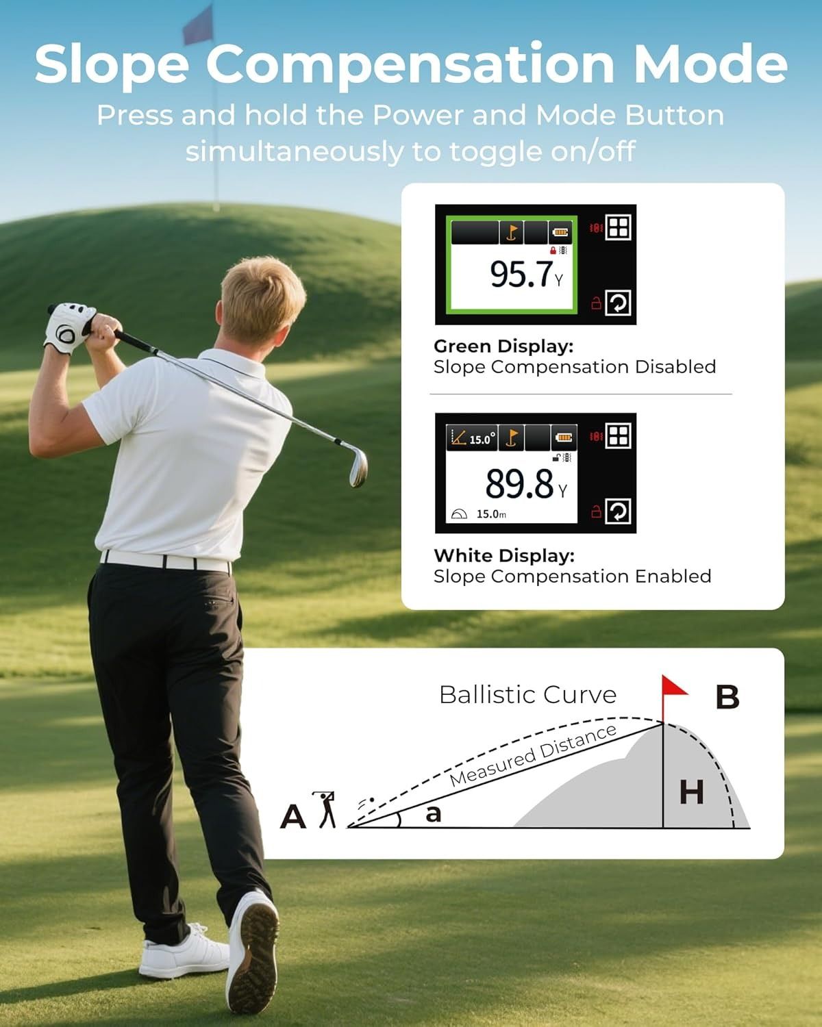 Golf Rangefinder with Slope, CIGMAN 1312 Yards Range Finder Golf, 2.4-inch External Color Touchscreen, Flag Lock Vibration, 6X Magnification, Rechargeable Range Finder, Ideal Golf Accessories - Image 3